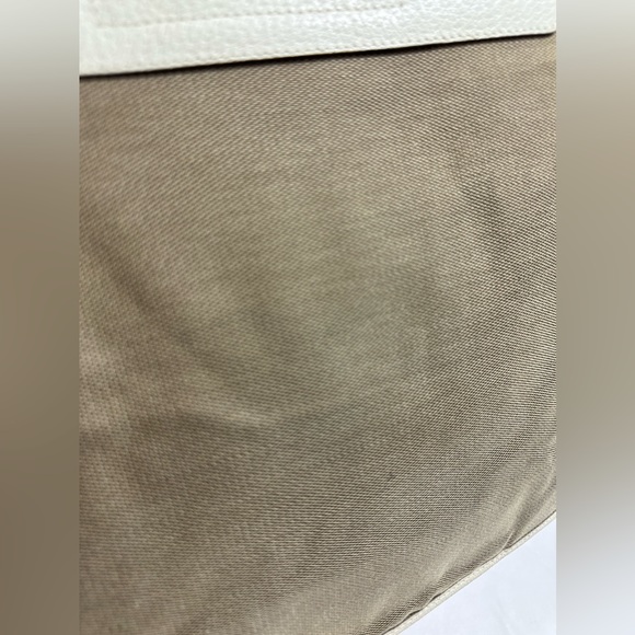 Vintage Gucci beige ivory canvas and leather tote bag hand held - Picture 9 of 16